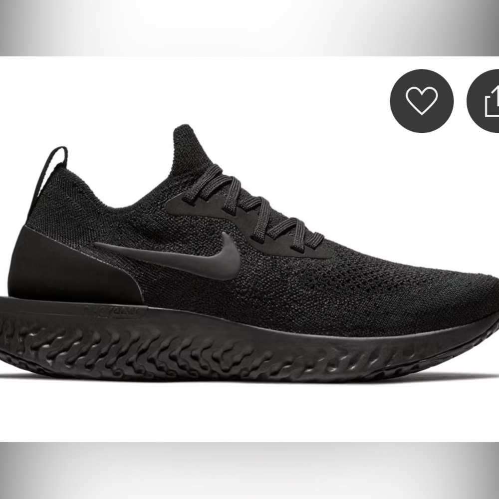 Nike Epic React Flyknit Triple Black Sneakers AQ0067-003 Men's 7 Women's 8.5